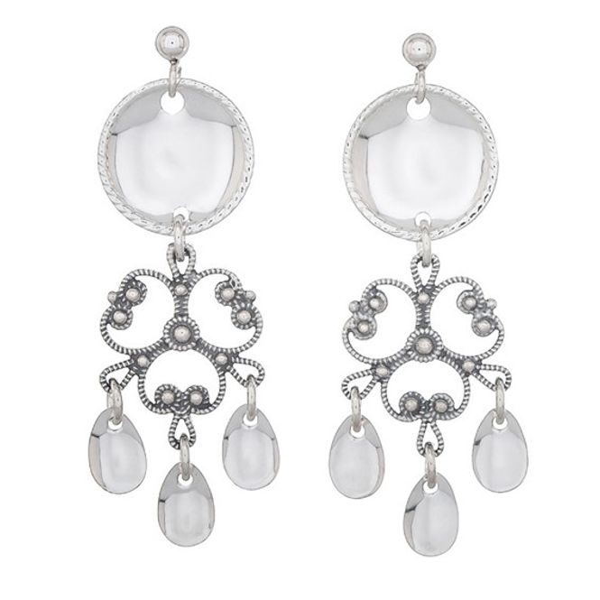 Hovedbilde Ørepynt med skål og heng, oksidert