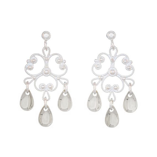 Hovedbilde Ørepynt filigran heng, hvit