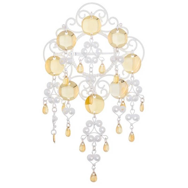 Sølje med heng Nordland 12,5 cm, hvit/forgylt