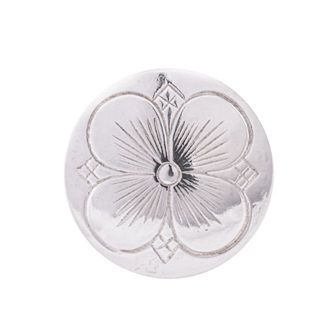 Hovedbilde Kløverknapp 16 mm, lang hempe, hvit