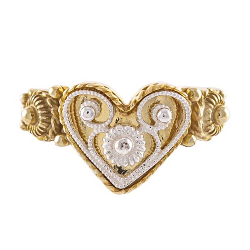 Hjertering forgylt/hvit