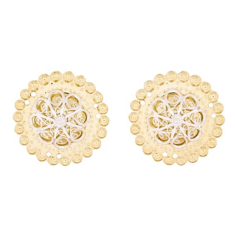 Borer med filigran 3,9 cm, forgylt/hvit, syhull